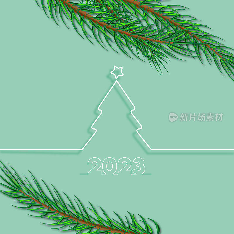 2023. 新年快乐。抽象的圣诞矢量插图。节日快乐设计贺卡,徽章,邀请,日历等矢量股票插图